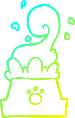 Bir insan tarafından çizilmiş bir kase köpek mamasının soğuk gradyanı.