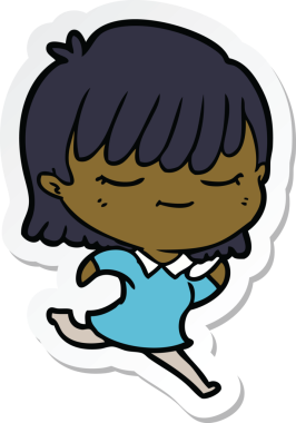 Bir insan tarafından çizilmiş bir karikatür kadının çıkartması.