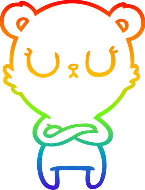 Bir insan tarafından çizilmiş barışçıl bir kutup ayısının gökkuşağı gradyanı çizimi