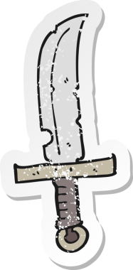 Bir insan tarafından çizilmiş bir karikatür bıçağının gerilimli çıkartması.