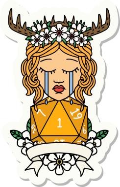 Bir insan tarafından çizilmiş doğal bir rulo ile ağlayan bir insan rahibin çıkartması.