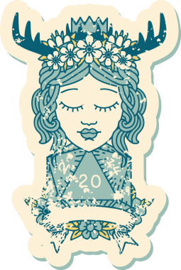 Retro Dövme Tarzı İnsan Druid Bir insan tarafından çizilmiş doğal 20 rulo ile