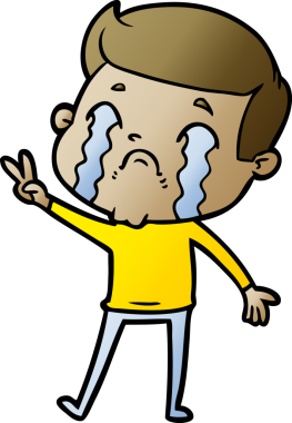 Bir insan tarafından çizilmiş ağlayan çizgi film adamı.