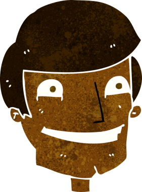 Bir insan tarafından çizilmiş sırıtan bir çizgi film adamı.