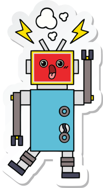 Bir insan tarafından çizilmiş şirin bir robot robot arızasının çıkartması.