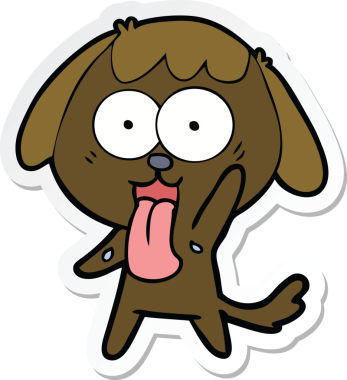 Bir insan tarafından çizilmiş şirin bir köpeğin çıkartması.