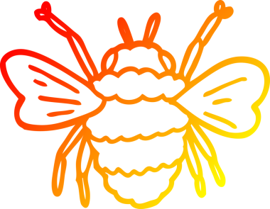 Bir insan tarafından çizilen arı çizgi filminin sıcak gradyan çizimi