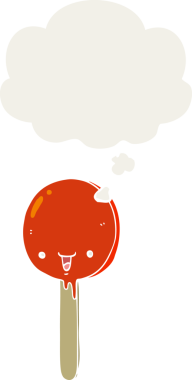 insan tarafından çizilmiş düşünce baloncuklu çizgi film şeker lolipopu.