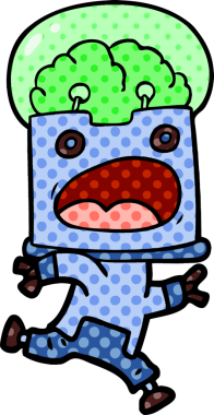 Bir insan tarafından çizilmiş çizgi film robotu