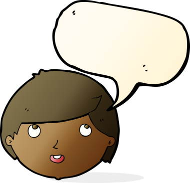 bir insan tarafından çizilmiş konuşma baloncuklu mutlu bir yüz.