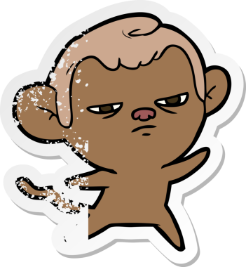 Bir insan tarafından çizilmiş kızgın bir maymunun sıkıntılı çıkartması.