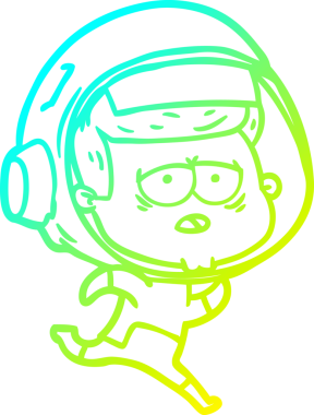 Bir insan tarafından çizilmiş soğuk gradyan çizgi çizimi yorgun astronot