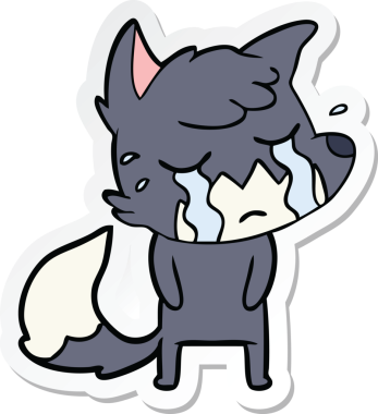 Bir insan tarafından çizilmiş ağlayan tilki çizgi filminin çıkartması.