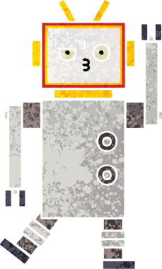 Bir insan tarafından çizilmiş bir robotun retro çizim tarzı karikatürü