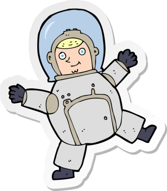 Bir insan tarafından çizilmiş bir astronotun çıkartması.