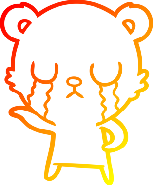 Bir insan tarafından çizilen ağlayan çizgi film ayısının sıcak çizgi çizgisi.