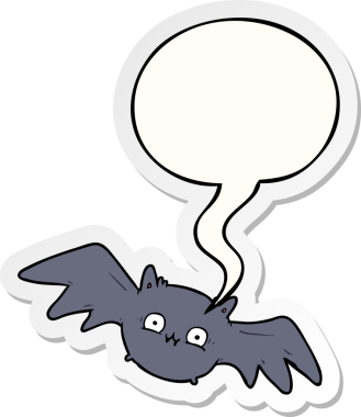 Bir insan tarafından çizilmiş konuşma balonu çıkartmalı bir vampir cadılar bayramı sopası.