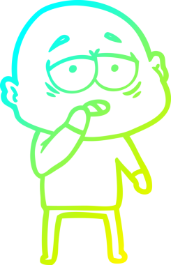 Bir insan tarafından çizilmiş, yorgun, kel bir adamın çizdiği soğuk çizgi.