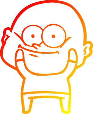 Bir insan tarafından çizilmiş kel bir adamın sıcak çizgi çizimi.