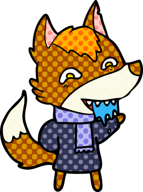 Bir insan tarafından çizilmiş tilki çizgi film karakteri