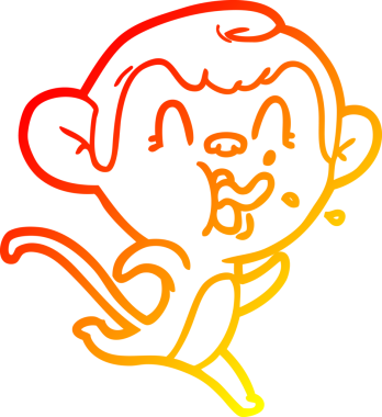 İnsan tarafından çizilmiş çılgın bir çizgi maymunun sıcak çizgi çizimi