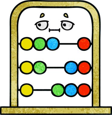 Bir insan tarafından çizilmiş abaküsün retro grunge desen karikatürü.