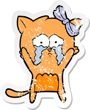 Bir insan tarafından çizilmiş karikatür bir kedinin sıkıntılı çıkartması.