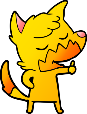 Bir insan tarafından çizilmiş tilki çizgi film karakteri