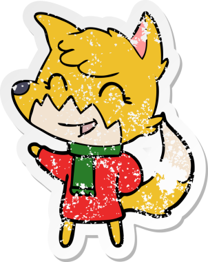 Bir insan tarafından çizilmiş mutlu bir tilkinin sıkıntılı çıkartması.