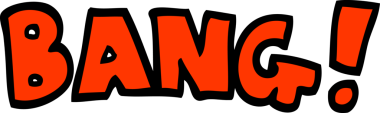 Bir insan tarafından çizilmiş el çizimi karikatür kelime bang