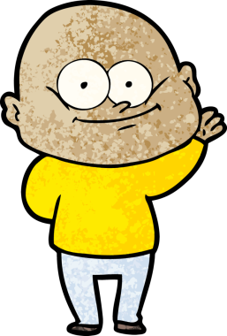 Bir insan tarafından çizilmiş kel bir adam.