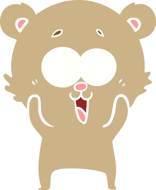 Bir insan tarafından çizilmiş gülen ayıcık düz renkli çizgi film.