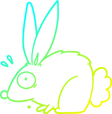 Bir insan tarafından çizilmiş, korkmuş bir tavşanın soğuk çizgi çizimi.