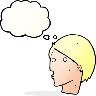 Bir insan tarafından çizilmiş düşünce baloncuğu ile karikatür şaşırmış yüzü