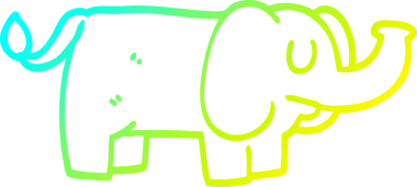 Bir insan tarafından çizilmiş komik bir filin soğuk eğimli çizgisi.