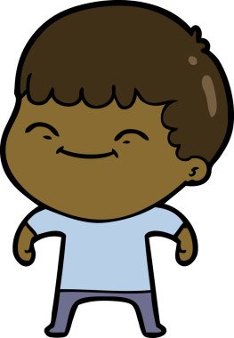 Bir insan tarafından çizilmiş mutlu çocuk çizgi filmi.