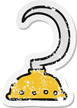 Bir insan tarafından çizilmiş korsan kancasının gerilmiş çıkartması.