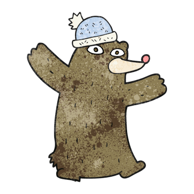 Bir insan tarafından çizilmiş el yapımı çizgi film ayısı şapkası.