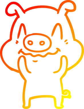 Bir insan tarafından çizilmiş gergin bir domuz çizgi çizimi.