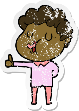 Bir insan tarafından çizilmiş bir çizgi film karakterinin sıkıntılı çıkartması.