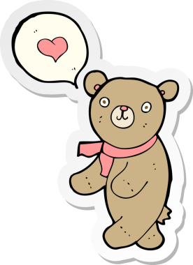 Bir insan tarafından çizilmiş, aşık bir ayının çıkartması.