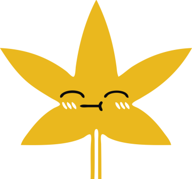 Bir insan tarafından çizilen sonbahar yaprağının düz renk retro karikatürü