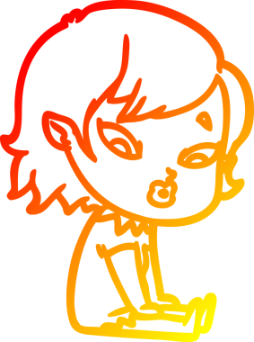 Bir insan tarafından çizilmiş sevimli bir vampir kız çizgi çizimi.