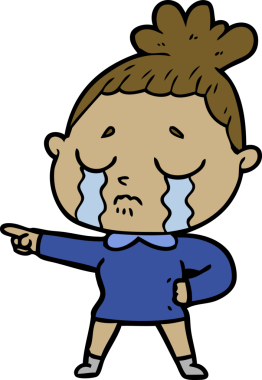 Bir insan tarafından çizilmiş ağlayan kadın çizgi filmi.