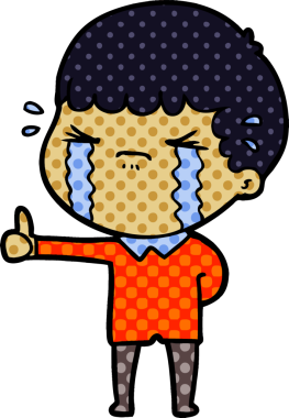 Bir insan tarafından çizilmiş ağlayan çizgi film adamı.