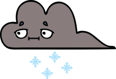 Bir insan tarafından çizilmiş kar bulutunun sevimli karikatürü.