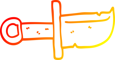 Bir insan tarafından çizilen çizgi film hançerinin sıcak eğimli çizgisi.