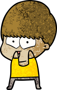 Bir insan tarafından çizilmiş mutlu çocuk çizgi filmi.