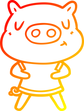 Bir insan tarafından çizilmiş, çizgi film içerikli bir domuzun sıcak çizgi çizimi.