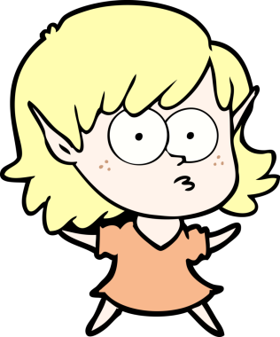 Bir insan tarafından çizilmiş çizgi film elf kızı.